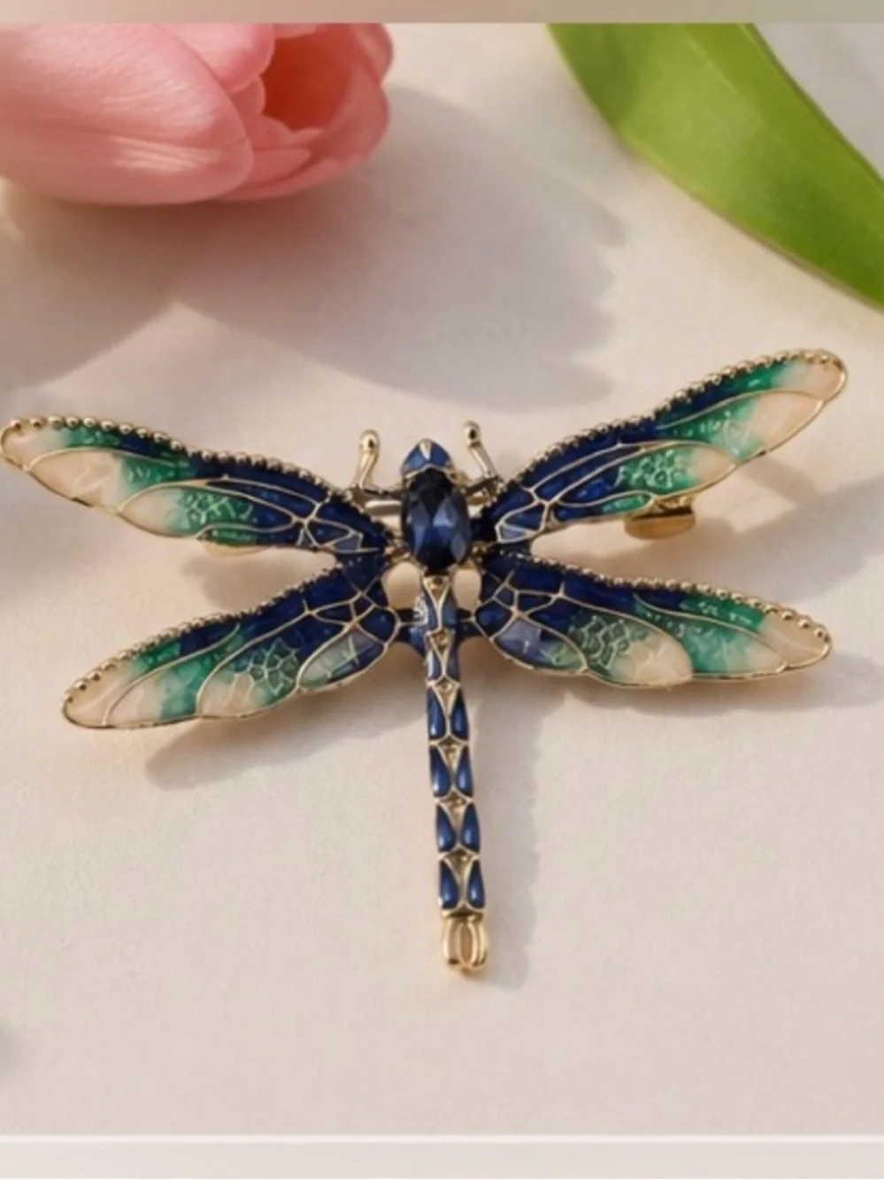 Ethereal Blue Dragonfly Jewel Brooch